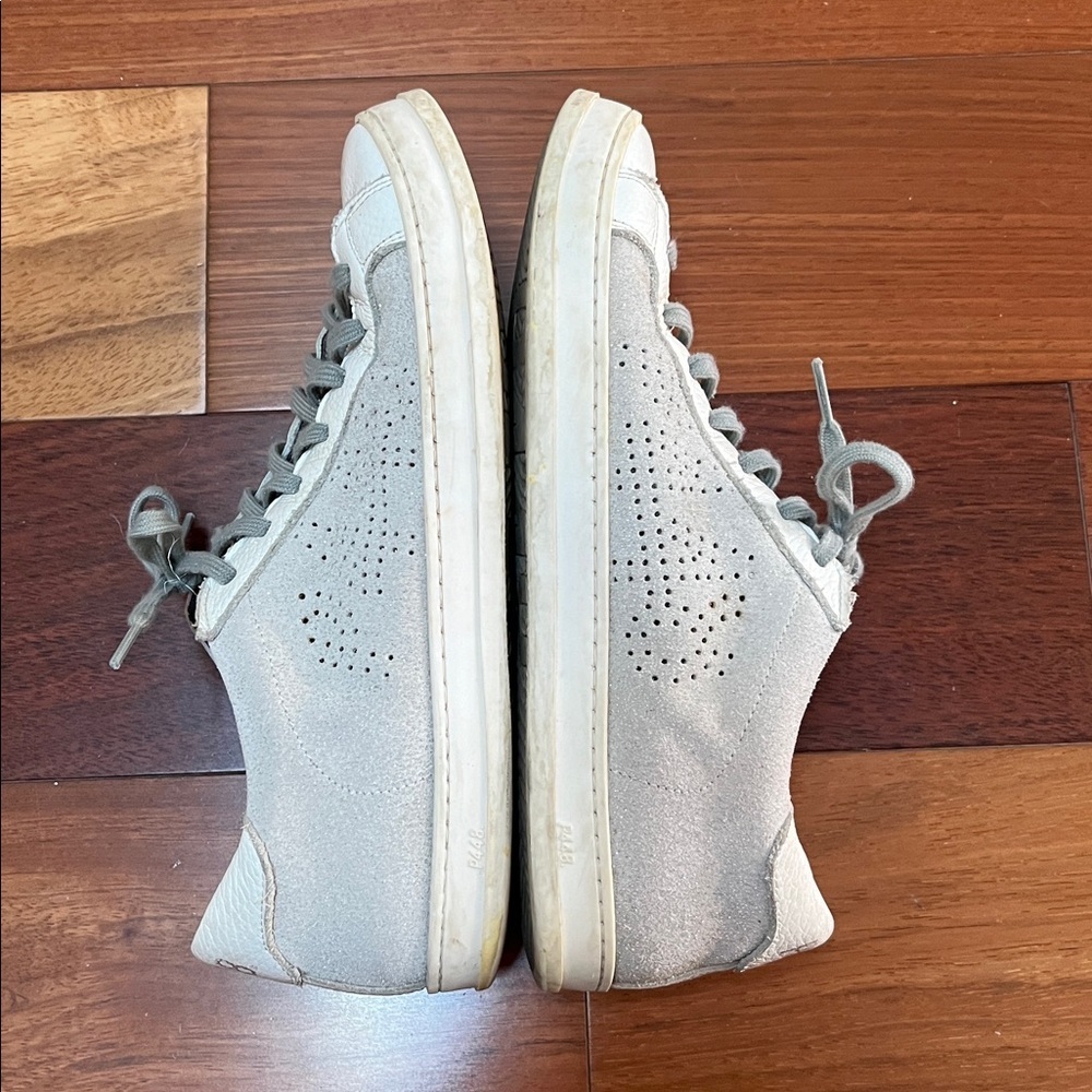 P448 John Softy Low Top White Glitter Sneaker Sz 41 Designer Leather Italy - Picture 10 of 12